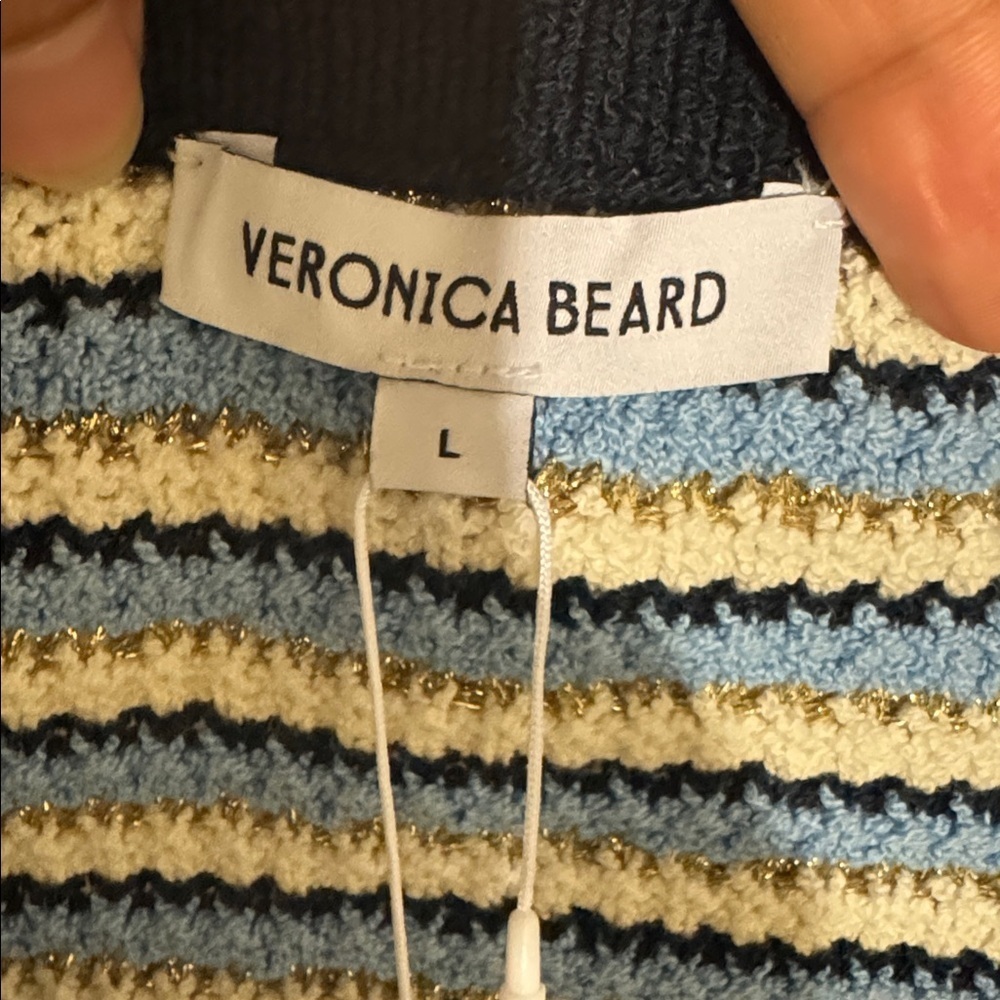 Veronica Beard Ceriani Knit in Navy Multi Metallic Scalloped Sweater Desisgner - Picture 11 of 11